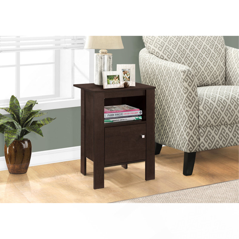 Table d'appoint, table d'appoint, table de bout, table de chevet, lampe, rangement, salon et chambre à coucher, stratifié brun, transitionnel