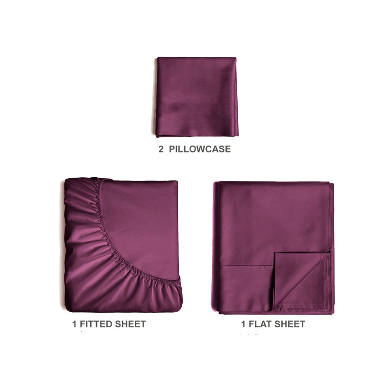  Ensemble de draps en rayonne de bambou 4 pièces Premium Luxury, Ensemble de draps pour lit simple avec deux taies 
