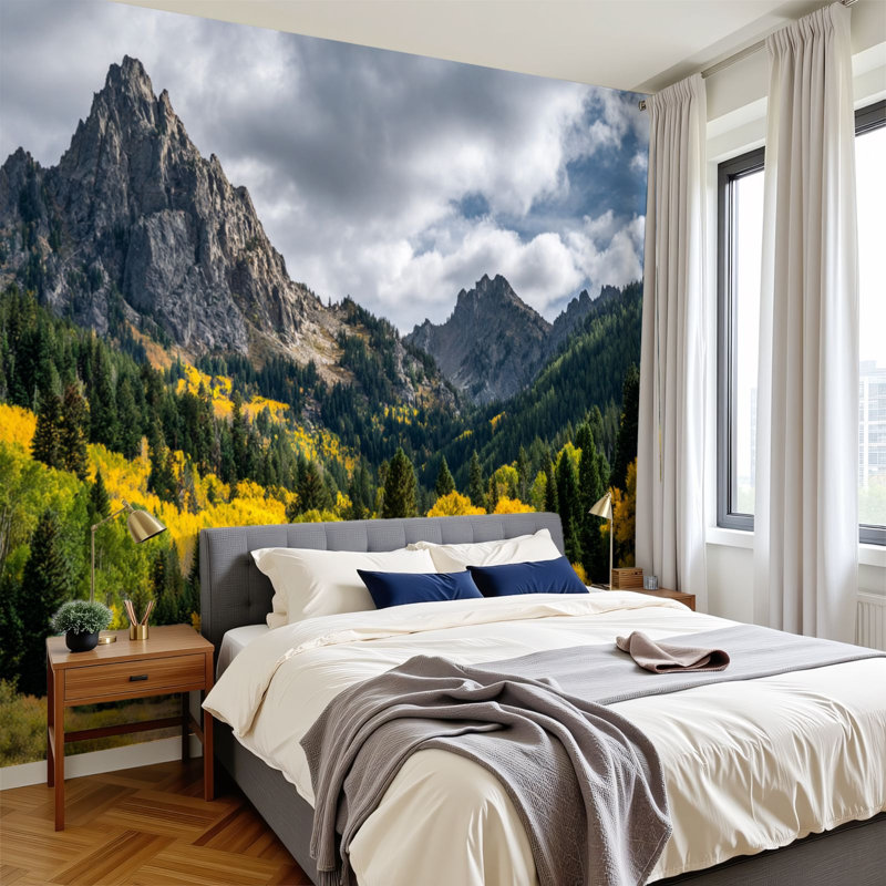Papier peint adhésif pelez et collez, crête, butte, automne, couleurs, coucher de soleil, art mural auto-adhésif et amovible
