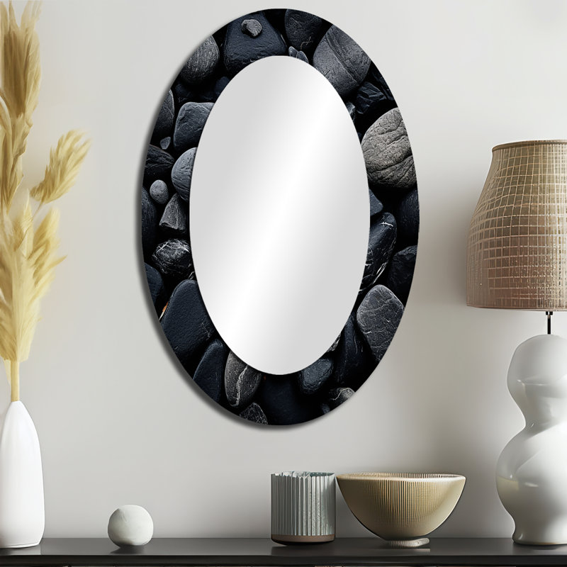 Miroir mural ovale Black Stones, H 36 po x l 24 po