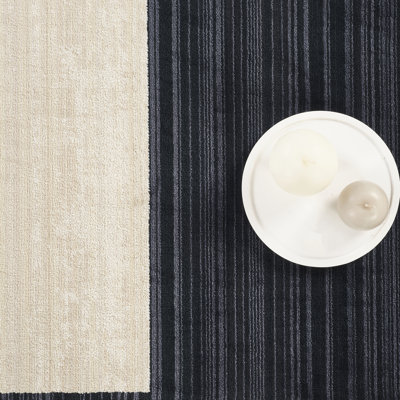 Abani Rugs Austin AUS110A Modern Black Ivory Navy Block Checkered Contemporary Area Rug