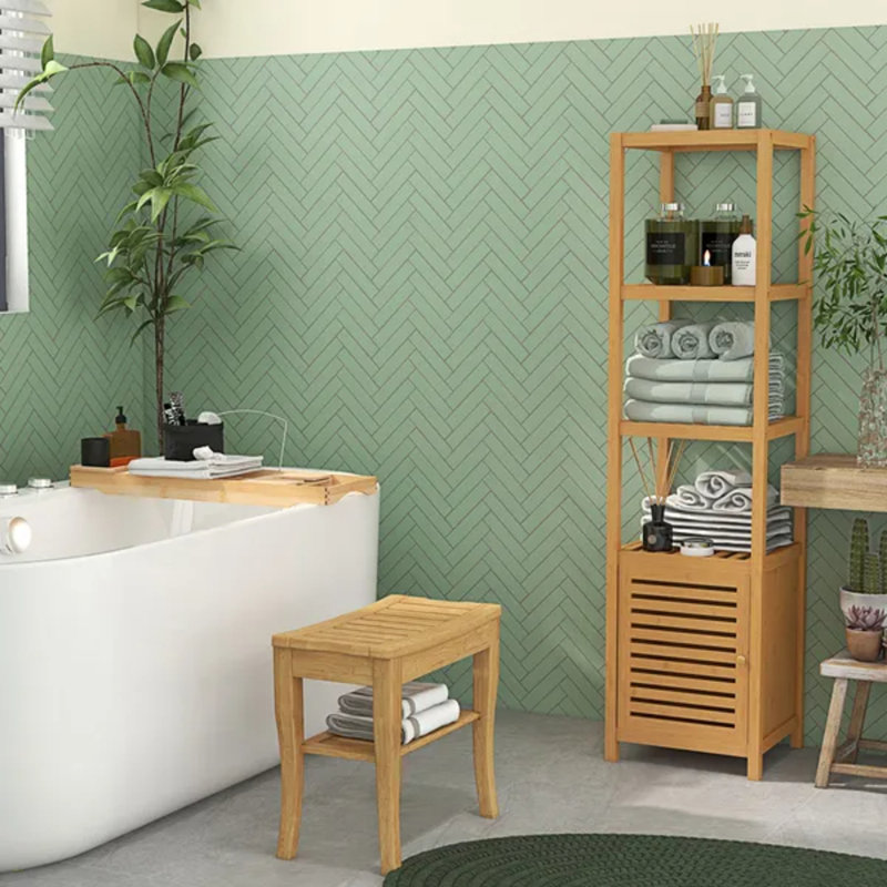 Organisateur de siège de spa 20 pouces à 2 niveaux en bambou naturel