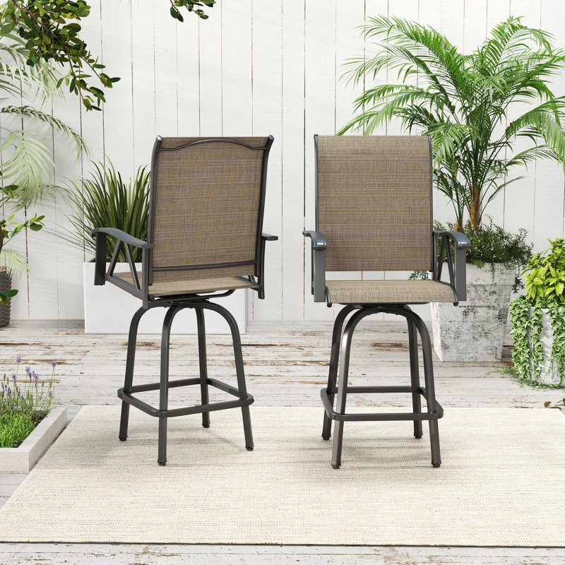 Tabourets de comptoir pivotants en polyester 23,6 po Arkayla, Brun