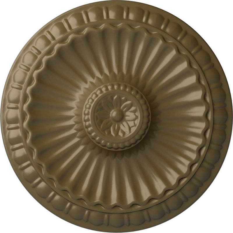 Médaillon de plafond Endurathane Acanthus, DE 11 3/8 po x P 2 po, finition bleu flash peinte à la main, Boue Mississippi