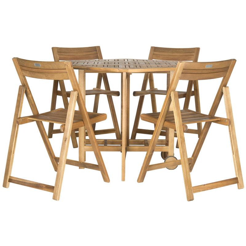 Lagarde 4 - Person Acacia Wood Patio Dining Set with, Natural