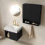 Ensemble combiné de 24 po + TOBI 26 po, meuble-lavabo suspendu avec rangement, comptoir en pierre frittée blanche Carrara, lavabo en céramique, 3 trous prépercés pour robinetterie, robinetterie et bonde non inclus, couleur noire-7956635-7956615