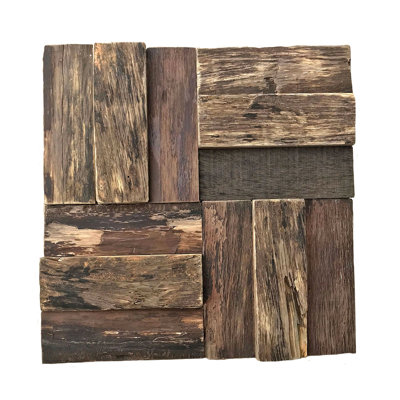 Carreau de mosaïque en bois Boca Boat 11 11/8 "x H 11 7/8" x P 3/4 ", finition naturelle (paquet de 11)