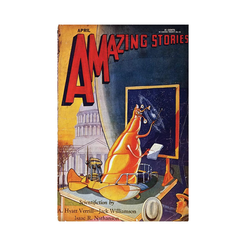 Science Fiction Cover, 1930 by Frank R. Paul - Wrapped Canvas Print, 20.32 cm H x 30.48 cm W