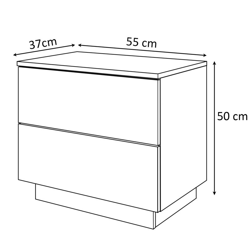 Varonique 2 Drawer Bedside Table, White