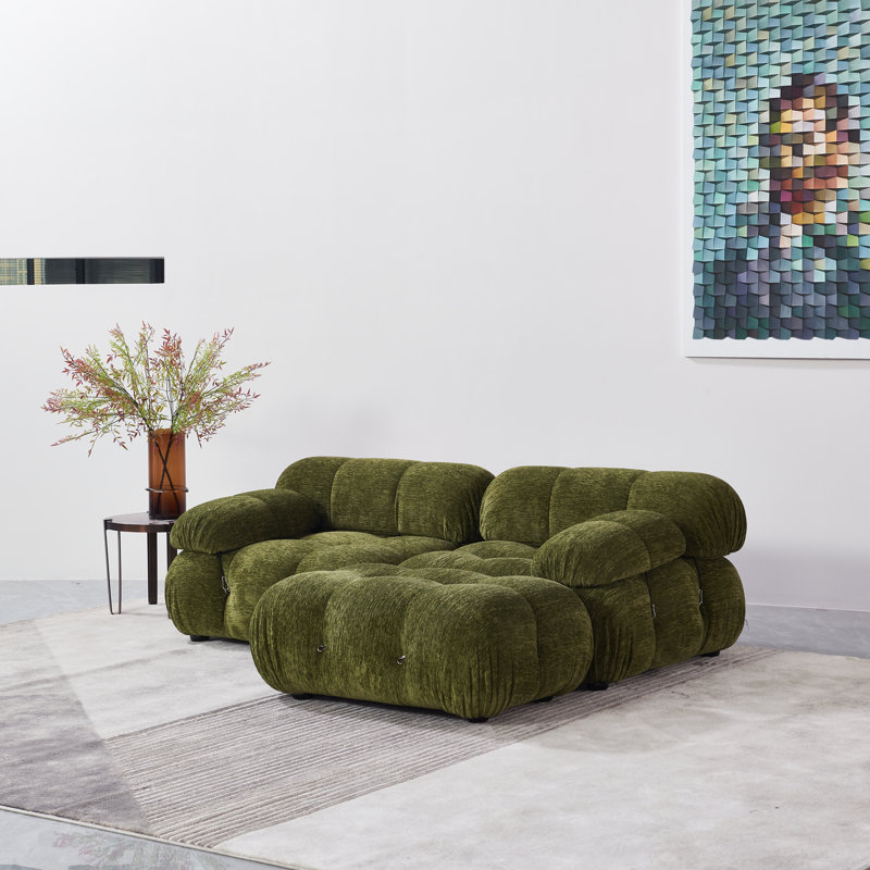 Canapé modulaire 3 pièces Milliron, Chenille olive
