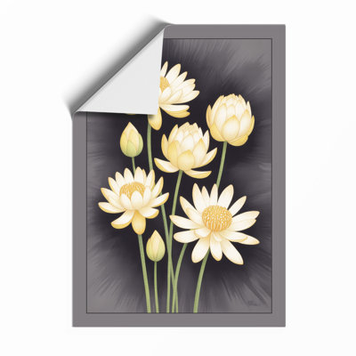 White Daisies Botanical - Framed Print
