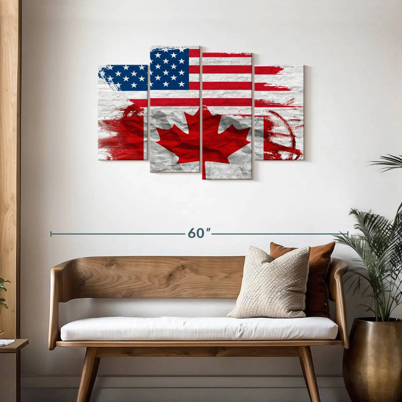 Drapeau des États-Unis et du Canada, H 27 po x l 43 po