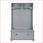 Hall Tree Coat Rack | Classic Coastal 40"W with Shoe Bench, Shelves, Cubbies | Grey | MDF