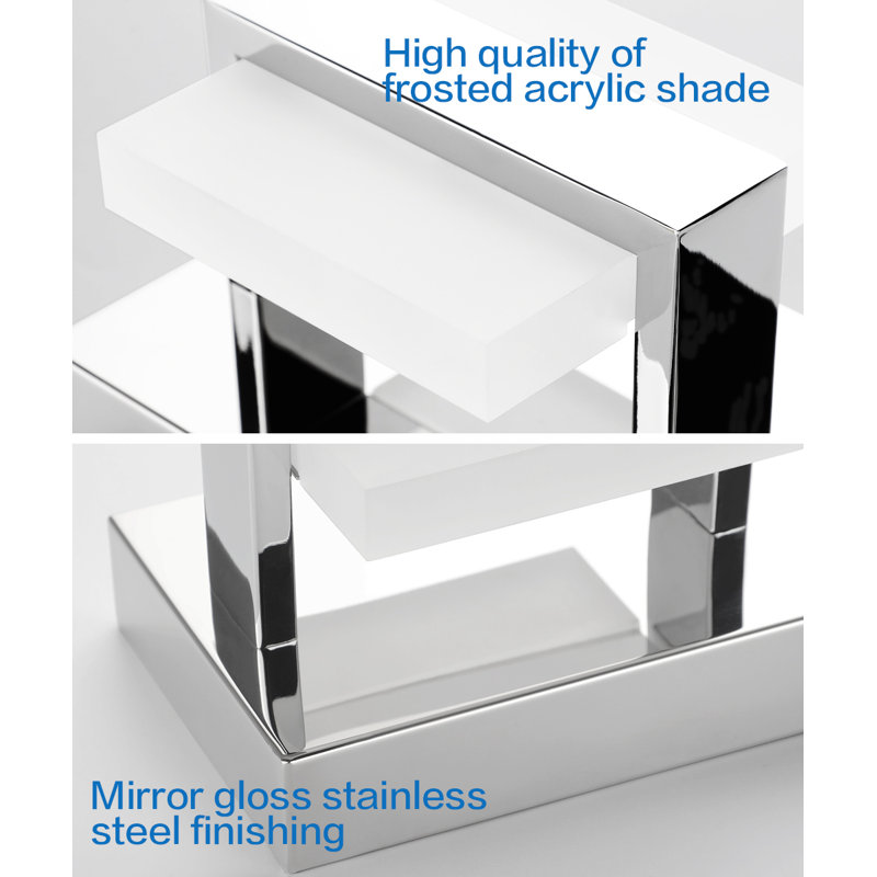Modern Chrome and Acrylic 3-Light Dimmable LED Vanity Fixture
