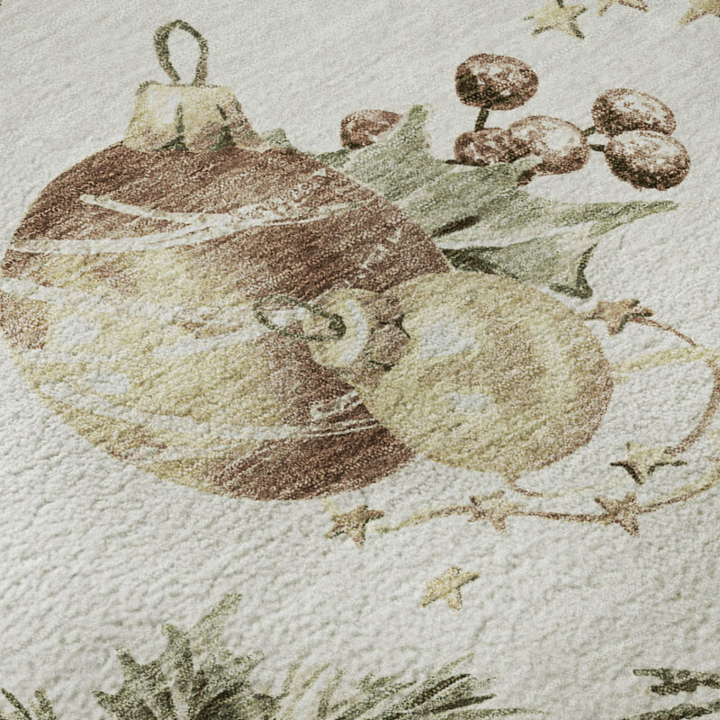 Premium Machine Washable Ingrassellino AMF1828 Christmas Balls Rug, Rectangle 10' x 14'