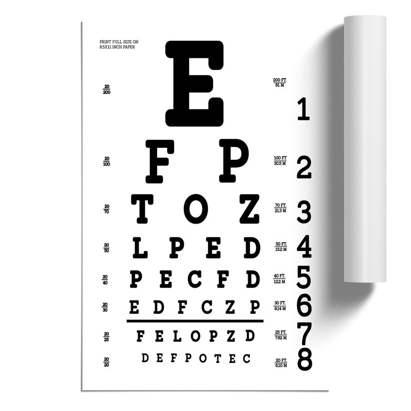 Eye Test Chart - Frameless Print, 84cm H x 59cm W x 0.1cm D