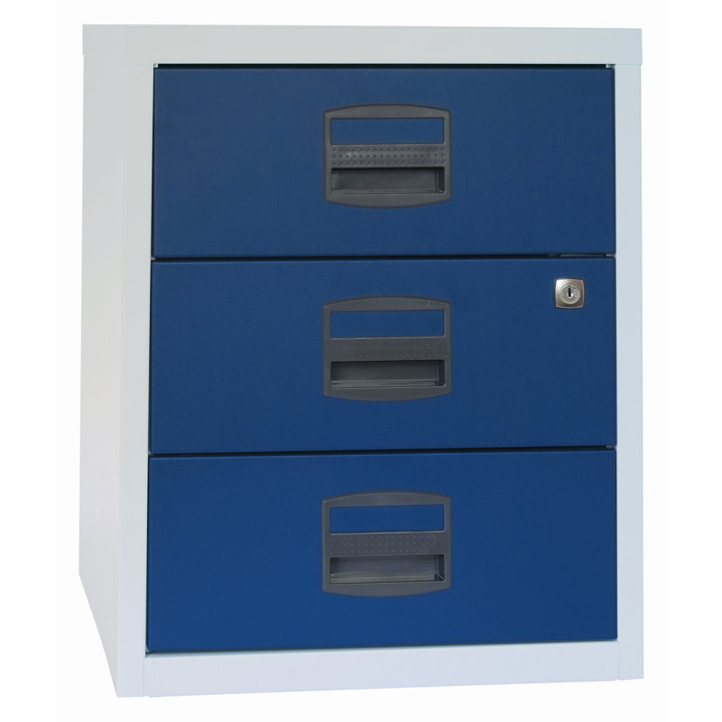 41.3cm Wide 3 -Drawer Solid Wood File Cabinet, Light grey/Oxford blue