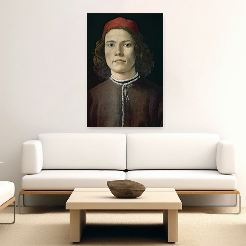 Portrait Of A Young Man, C.1480-85 Abstract Contemporary Wall Art Print by Sandro Botticelli - Wrapped Canvas Print