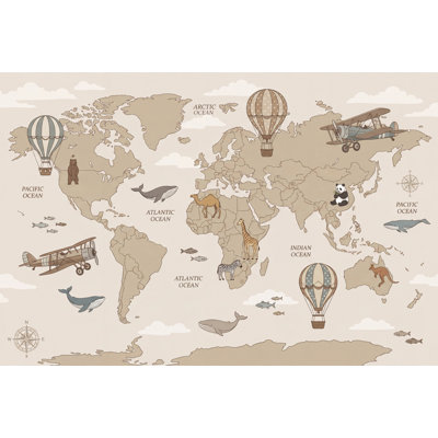 Papier peint carte du monde sur fond blanc