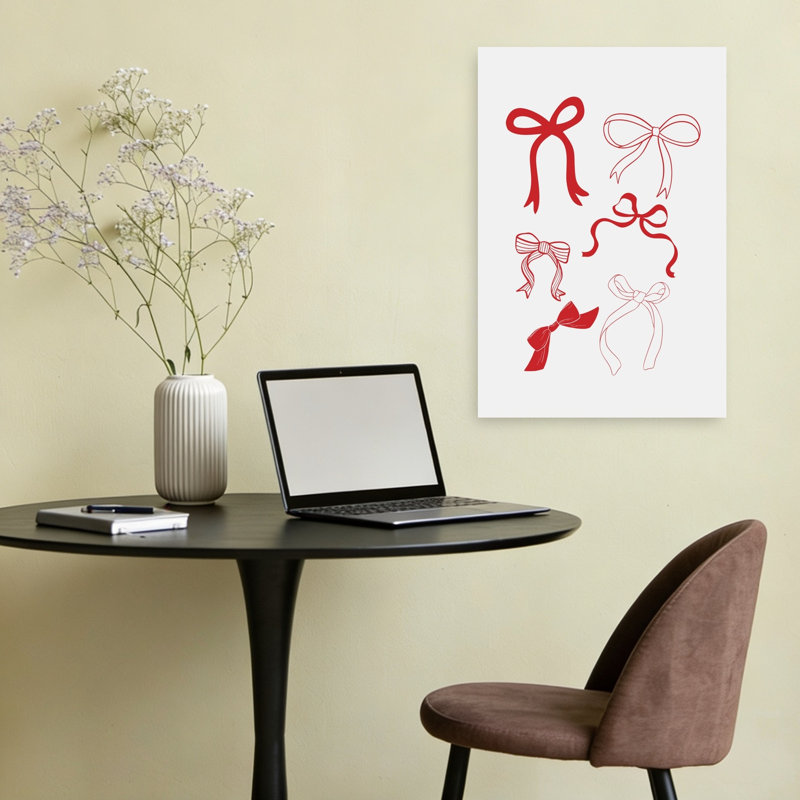 Festive Red Bows, impression élégante sur toile, 24" H x 16" W