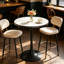 Round Marble Top Metal Base Dining Table-812122793