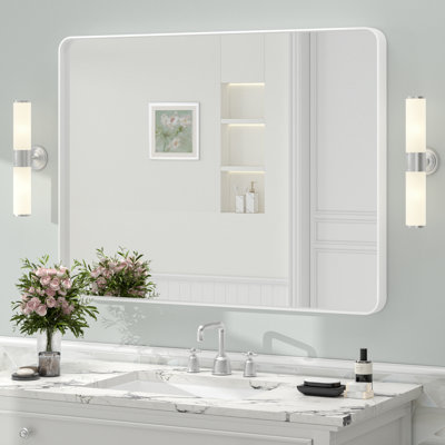 Molly Tempered Glass and Metal Framed French Cleat Mounted Wall Bathroom / Vanity Mirror