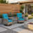 2-Person Patio Conversation Set With Rocking Swivel Chairs And Tempered-Glass Table-486903269