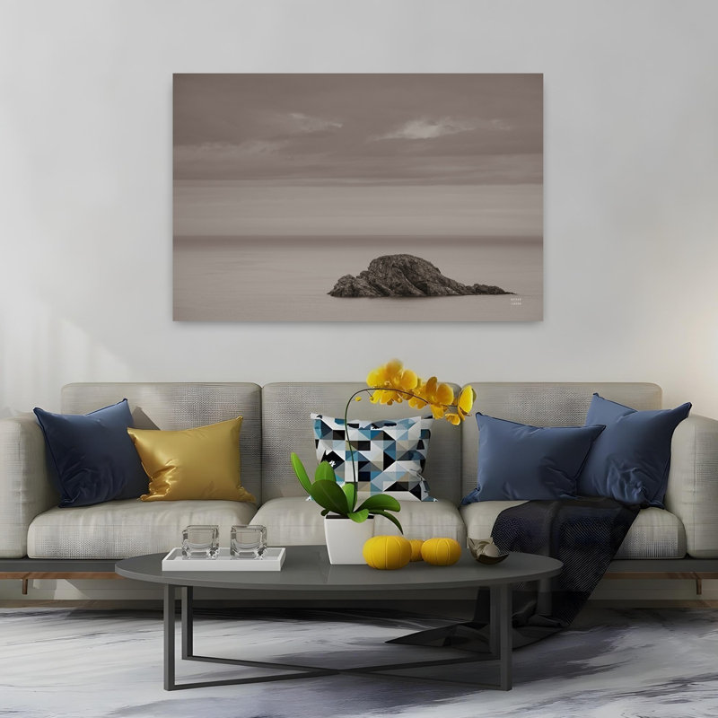 Art contemporain, paysage côtier abstrait, H 40 po x l 60 po