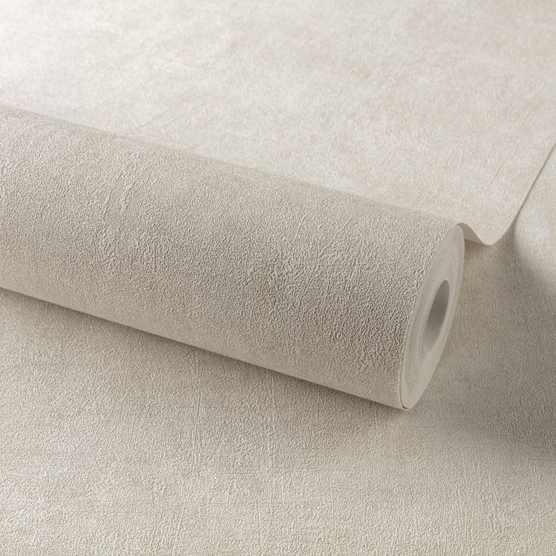 Orom II Collection Patinated Plain Wallpaper Roll, Cream