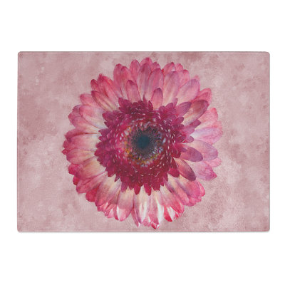 Tempered Glass Layers of a Pink Gerbera Chopping Board