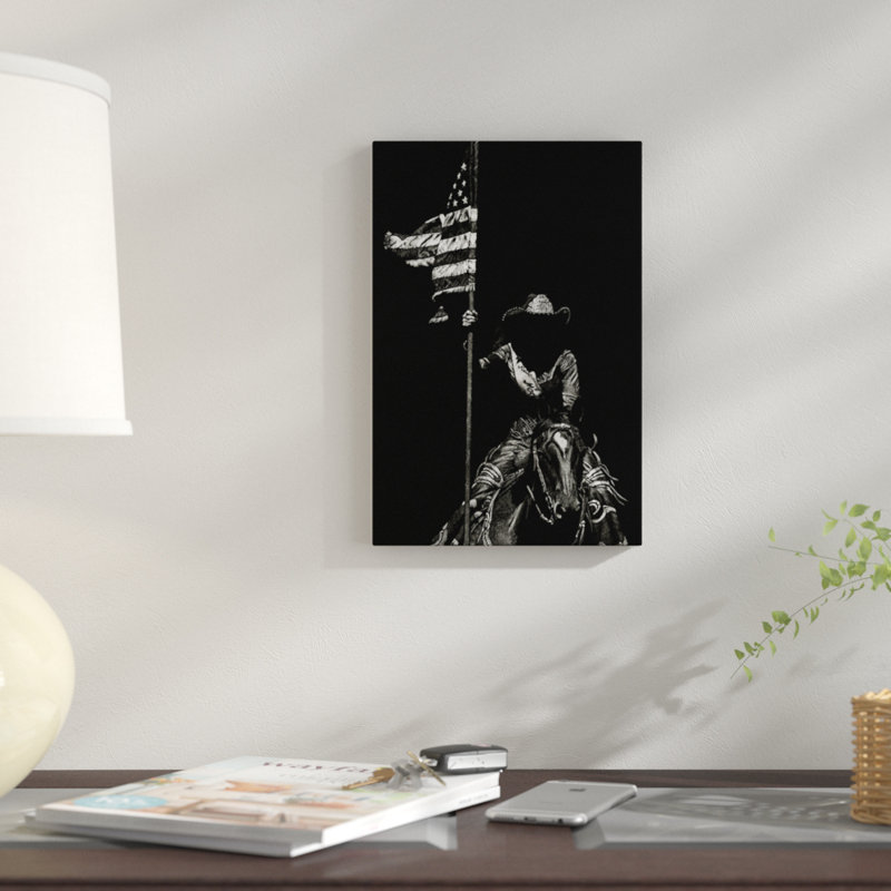 « scratching rodeo vi », impression sur toile, H 26 po x l 18 po x P 1,5 po, Pas de tapis, Toile tendue