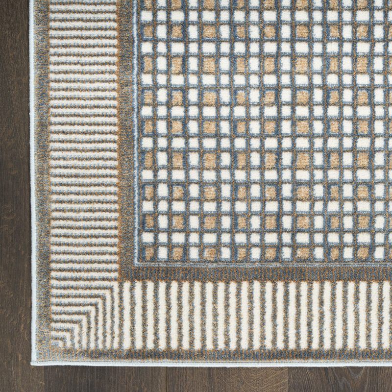 Rassow Multicolor Modern Indoor Rug, Rectangle 8' x 10', Blue