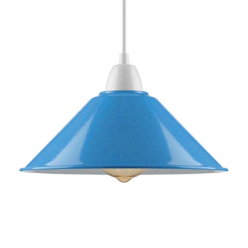 10cm H Metal Cone Lamp Shade, Blue