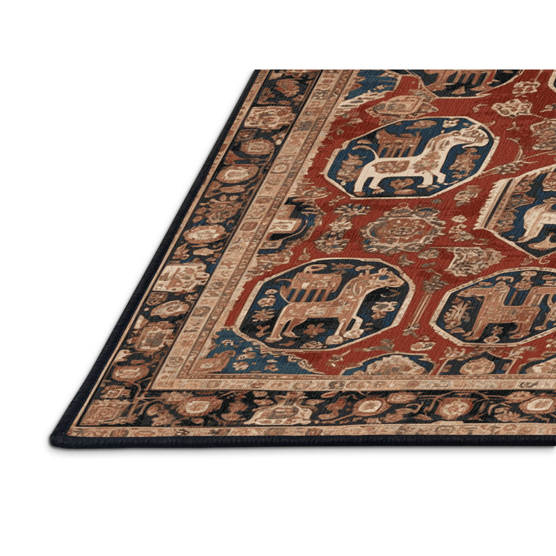 Tapis brun lavable à la machine, Rond 5 pi