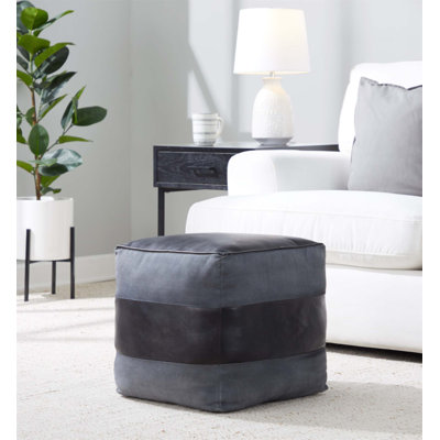 Élégant repose-pieds carré en cuir et en toile avec design industriel, pour sièges et repose-pieds supplémentaires