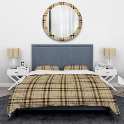 Ensemble de housse de couette en microfibre brun / beige 3 pièces