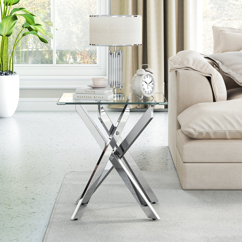 Table de bout Brazeal 22,08 po, Argent argent