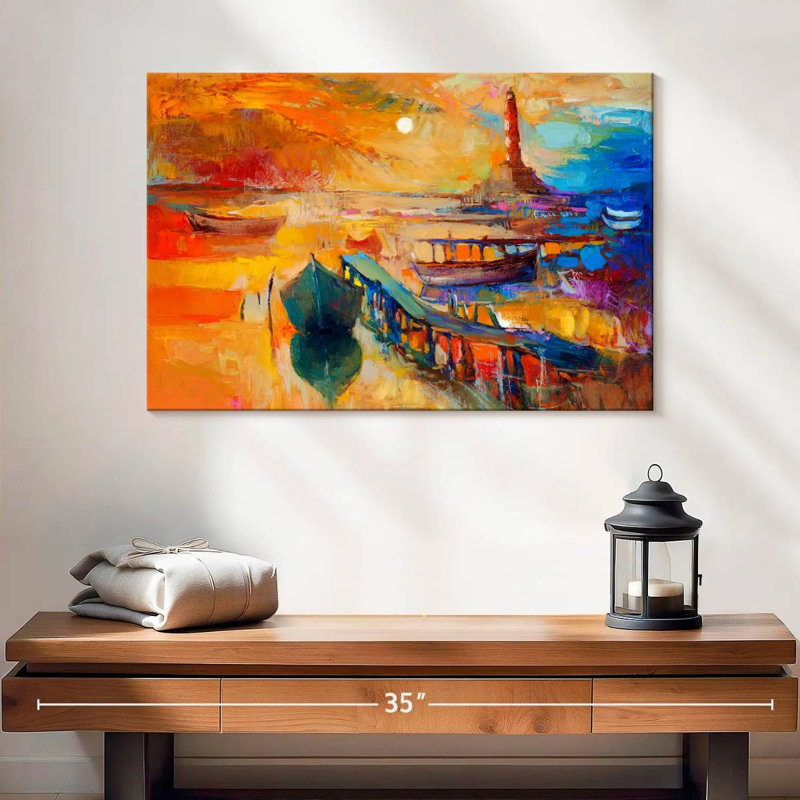 Aletra Lighthouse Sunset, 16" H x 24" W