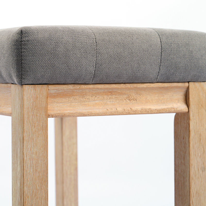 24 Inch Upholstered Extra-wide Cushion Wooden Kitchen Island Counter Height Barstools, Gray