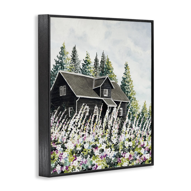 Cabane cachée par Garden Blooms, estampe numérique, design par Cindy Jacobs, H 14 po x l 11 po, Giclée encadrée noir minuit