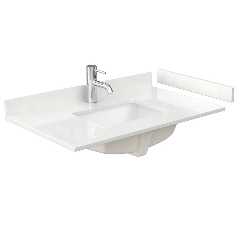 Miranda 36" White Freestanding Single Sink Bathroom Vanity with Quartz Top
