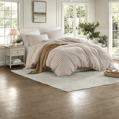 Linen Blend Striped Duvet Cover Set