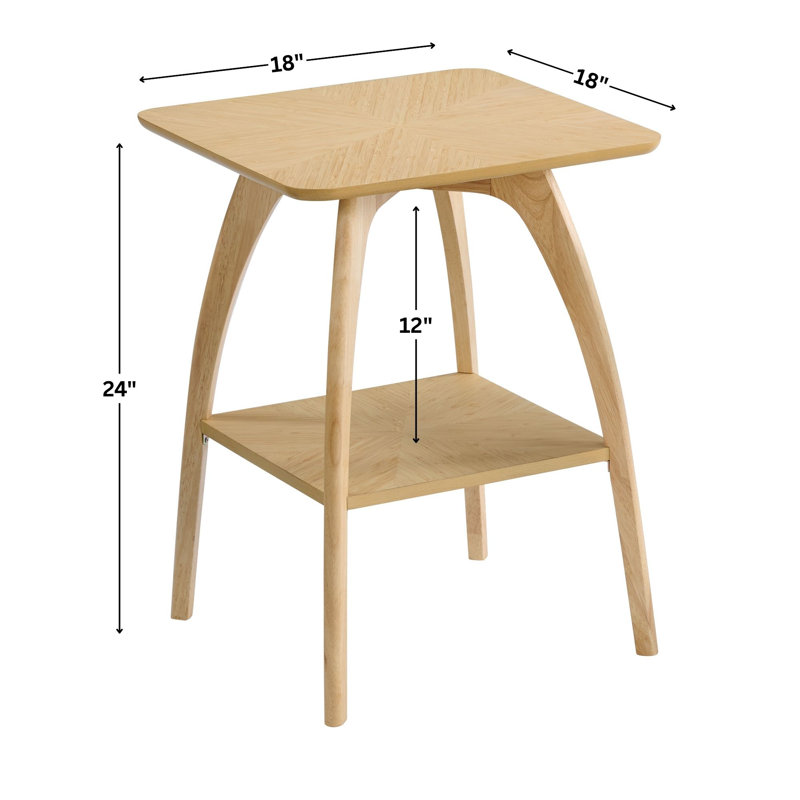 Atreu Square Wood End Table with Storage, Bamboo