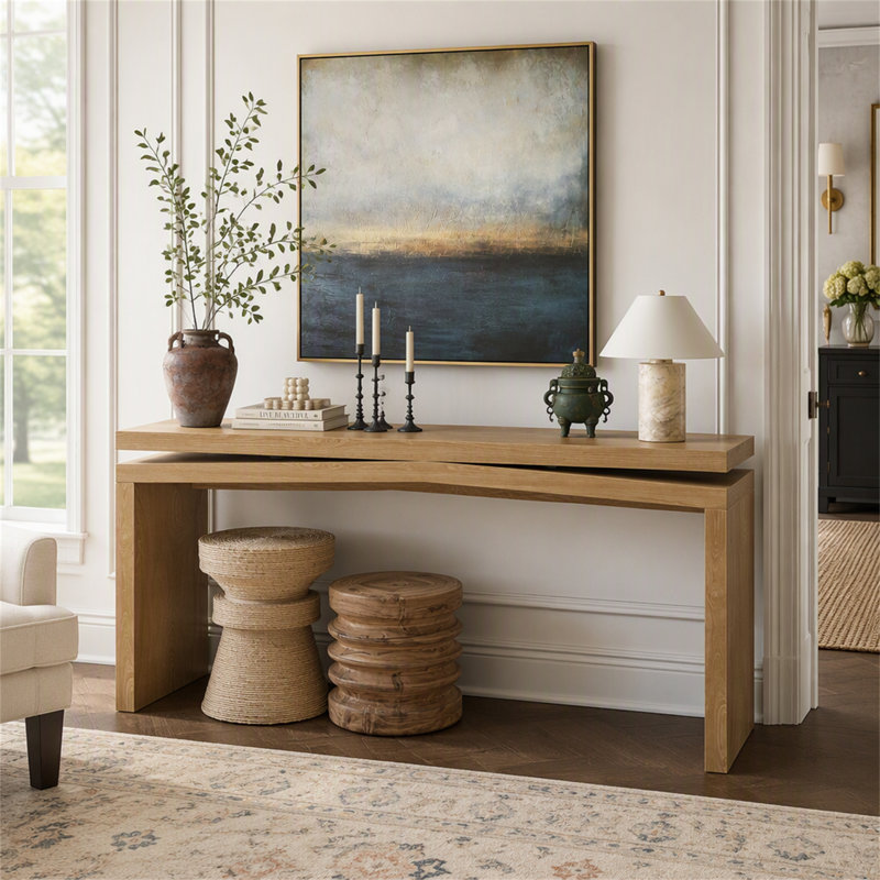 Console en placage de bois massif de 65 pouces, canapé-lit d'entrée de style campagnard long pour salon, couloir, canapé-lit, appartement