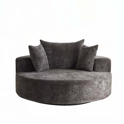 Chenille Upholstered Arm Chair with 3 Pillow