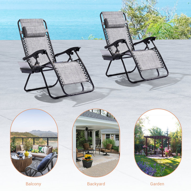 Cynar Folding Zero Gravity Chair(Set of 2), Gray