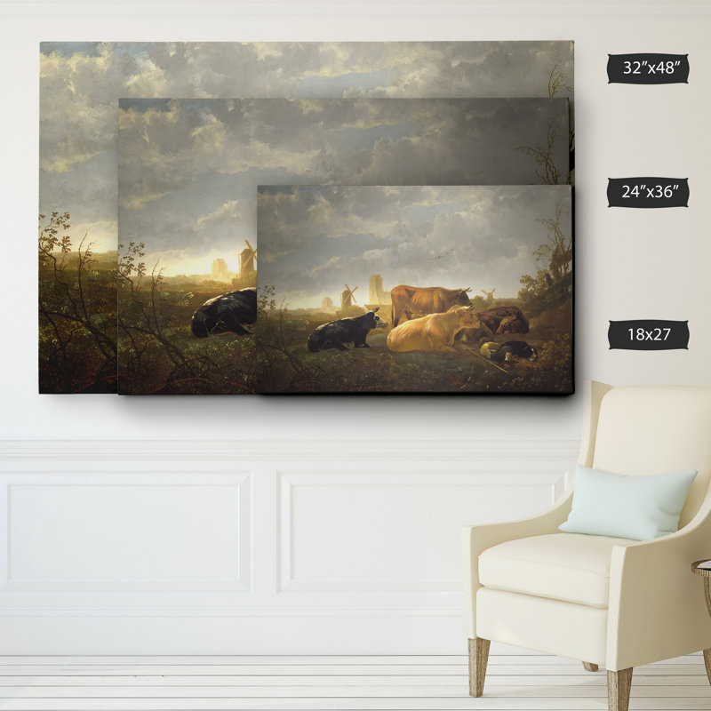 « the small dort », reproduction de peinture à l’huile sur toile tendue encadrée, H 24 po x l 36 po x P 1,5 po, Toile tendue