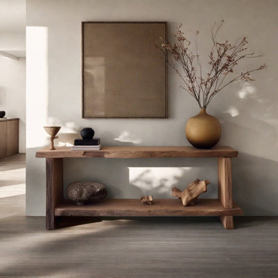 Console rétro en bois massif minimaliste