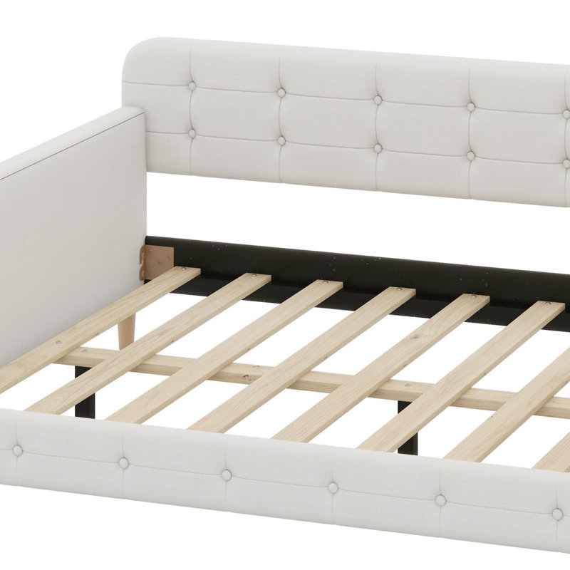 Upholstered Daybed With Support Legs, Beige