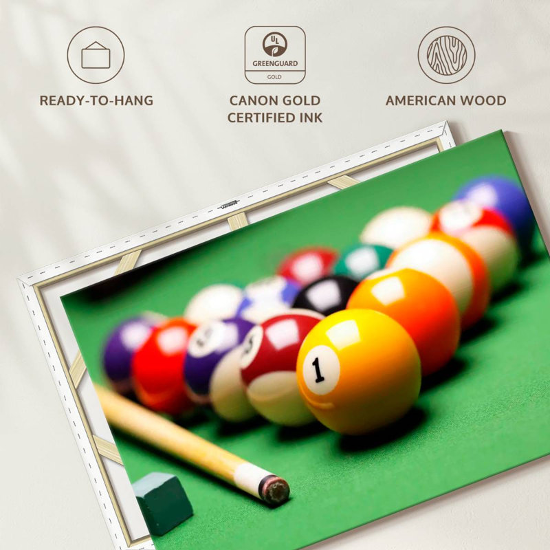 «Pool And Billiard Pool Game», reproduction sur toile, H 34 po x l 51 po x P 1,25 po